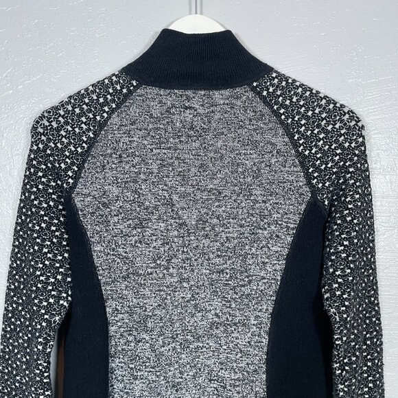 Title Nine Women S Black White Cardigan Sweater Wool Blend Full Zip Athleisure - Picture 6 of 8